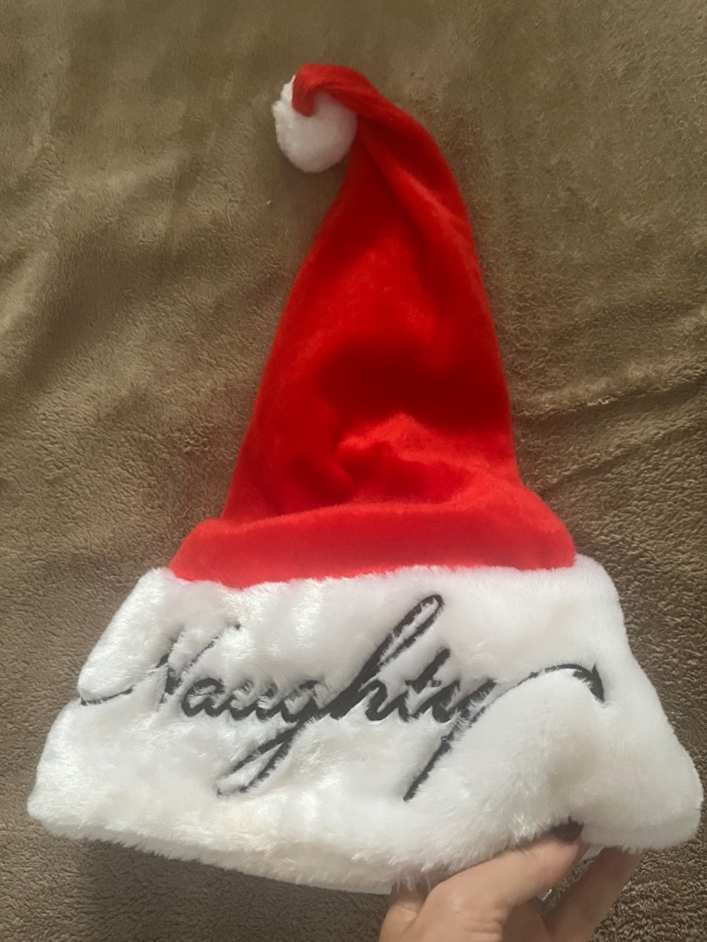 S Naughty/nice two sided hat, Santa Christmas cap reversible